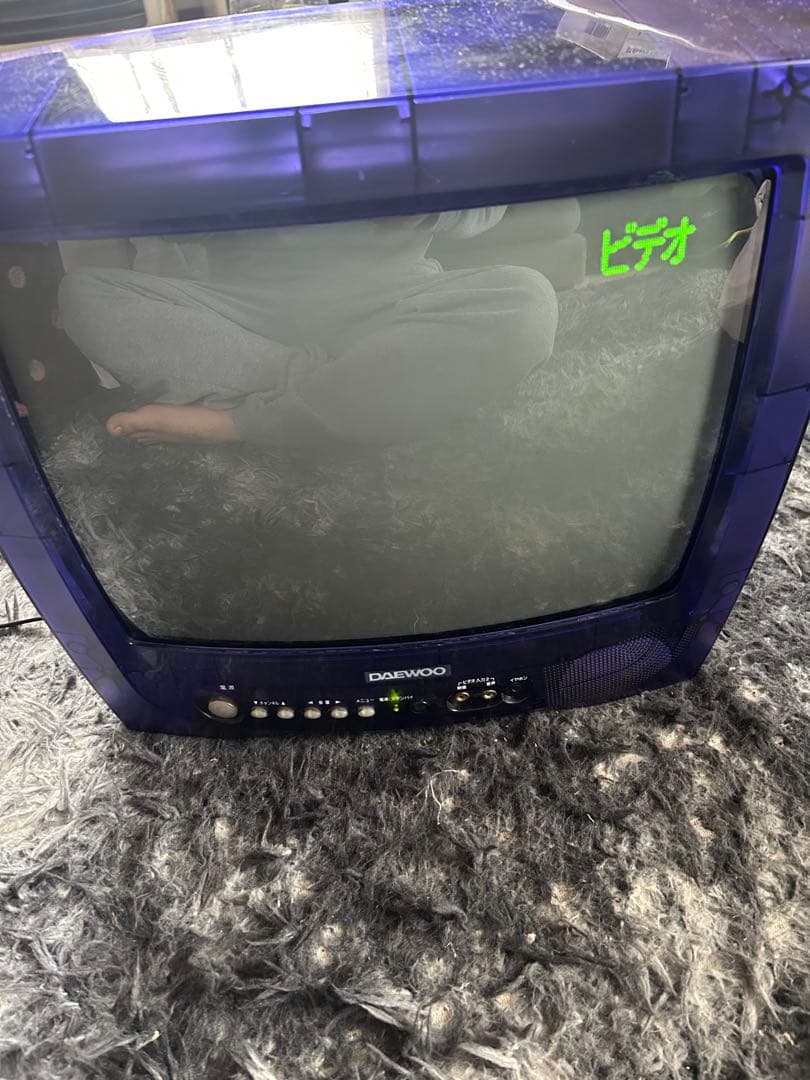 当時物 レトロ 廃盤☆DAEWOO パープルスケルトン☆ブラウン管テレビ 14