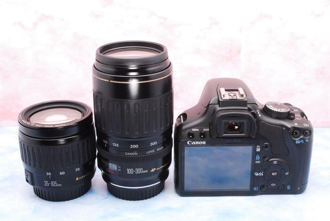 Canon Kiss X2☆一眼レフカメラ☆超望遠レンズ付Wレンズ☆S数少