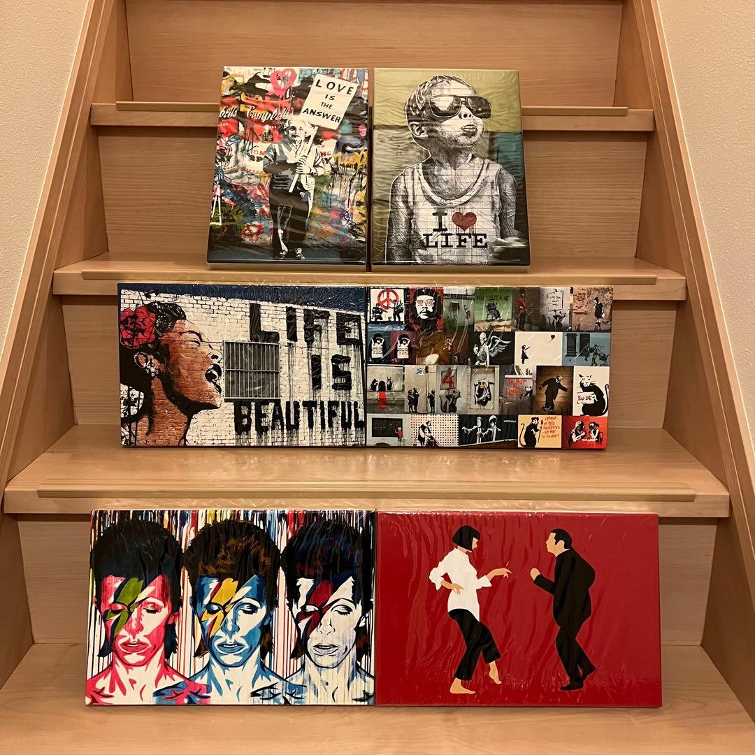 k*n様 【ビンテージ品】ポップアートパネル　6枚セット　31cm×21cm 水晶パネル アートパネル 60×80cm ポップアート バンクシー 金フレーム