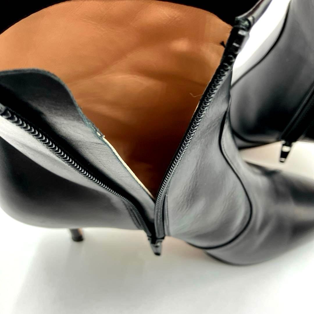 美品】ペリーコ レザー ショートブーツ 黒 36 サイドジップ イタリア製