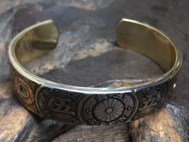 本物日本古銭硬貨使用】パッチワークバングル