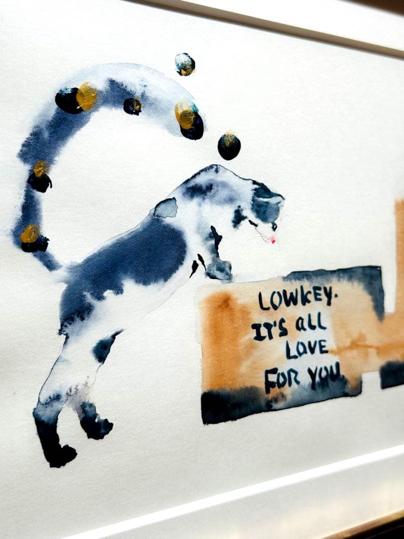 猫 愛の箱を覗く ※額装済み