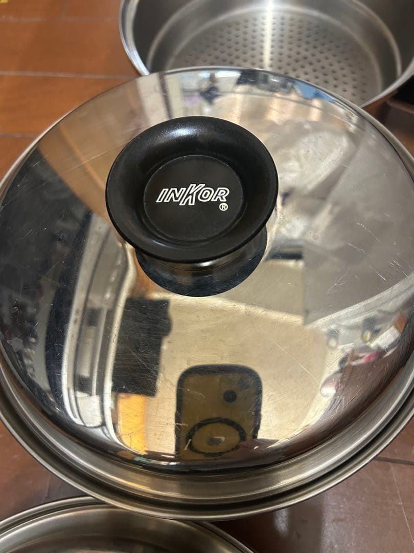 IH対応 インコア INKOR 3コート鍋 小フライパン 蒸し器 蓋1つ セット