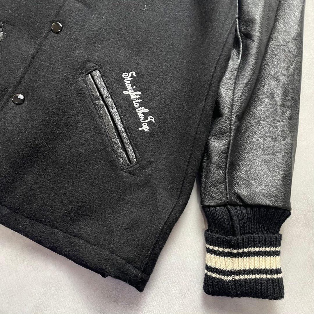美品 スクーカム 袖レザー スタジャン ファラオジャケット 黒 ブラック