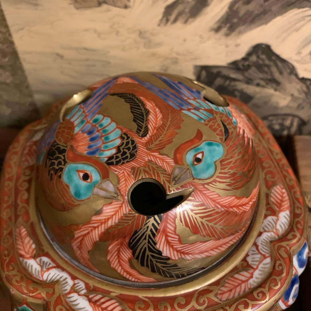 五彩双凤 四脚香炉 角福 珍品 箱付173 - メルカリ