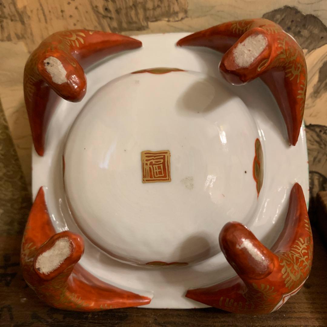 五彩双凤 四脚香炉 角福 珍品 箱付173 - メルカリ