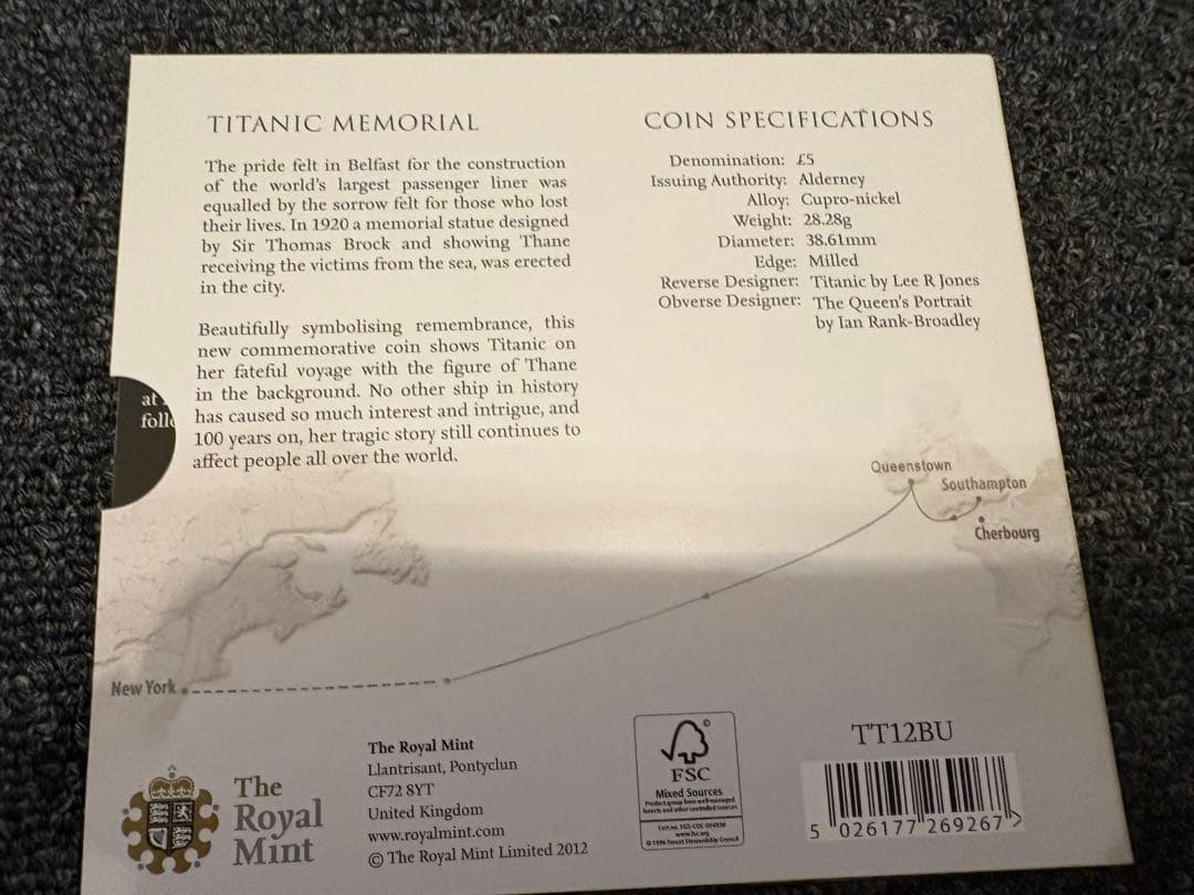 2012年 オルダニー「RMS Titanic 100周年記念 5ポンド」 - メルカリ