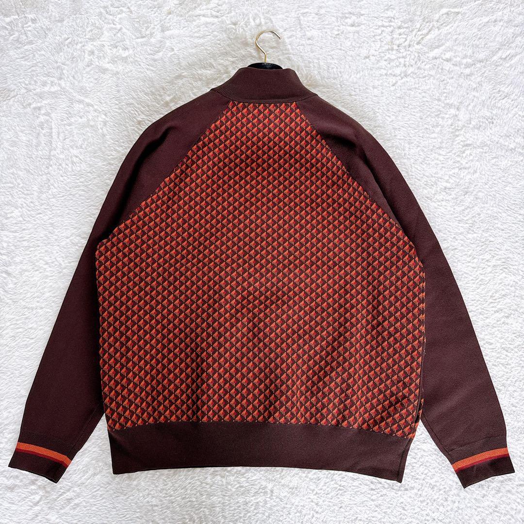 ZARA】ジャージ風セットアップ ジャガード ブラウンオレンジ系 XL