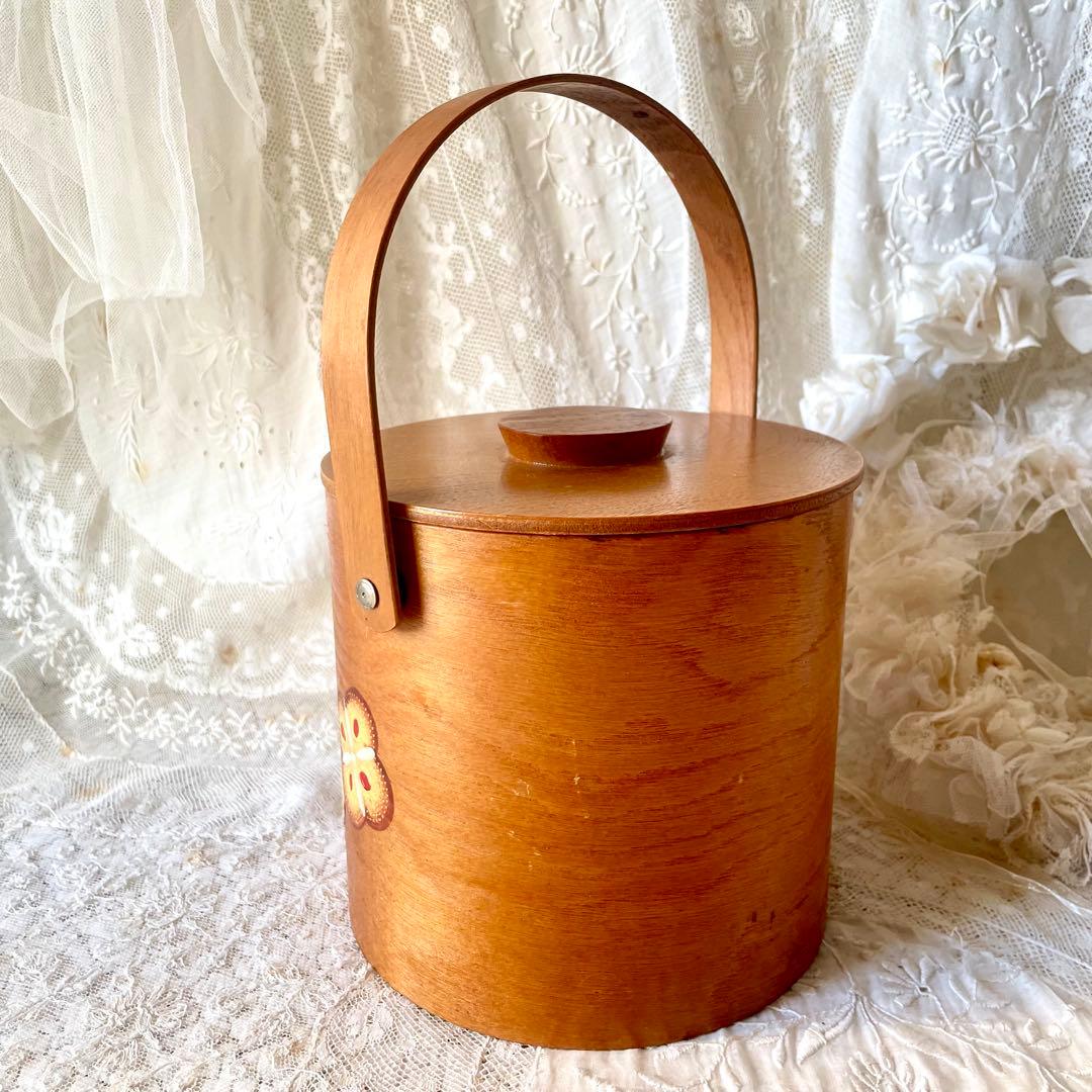 木製蓋付きビスケットジャー キャニスター入れ持ち手ハンドル