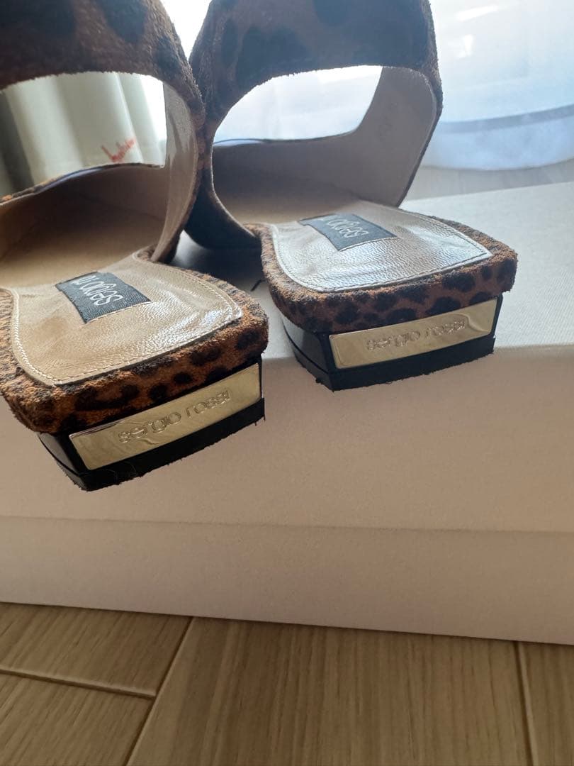 セルジオロッシ sr1 ヒョウ柄　ミュール　サイズ37 .5 (24.5cm)