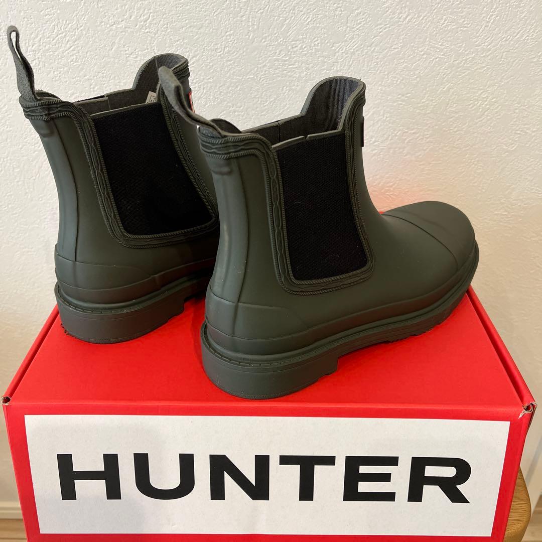 週末セール ハンター コマンドチェルシーブーツ ダークグリーン 23.5
