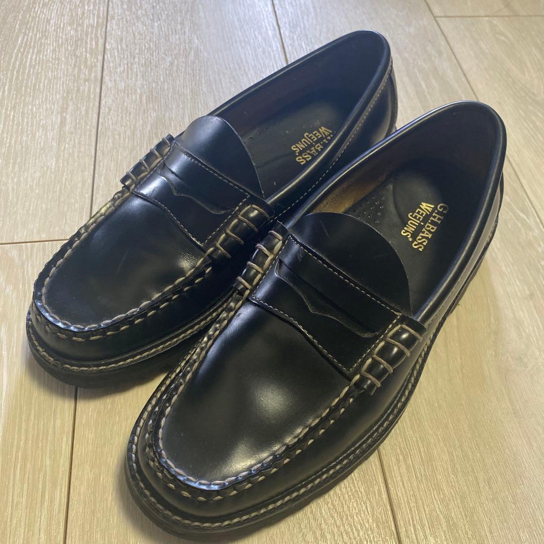 G.H.BASS コインローファーホワイトステッチ タンクソール 25 - メルカリ