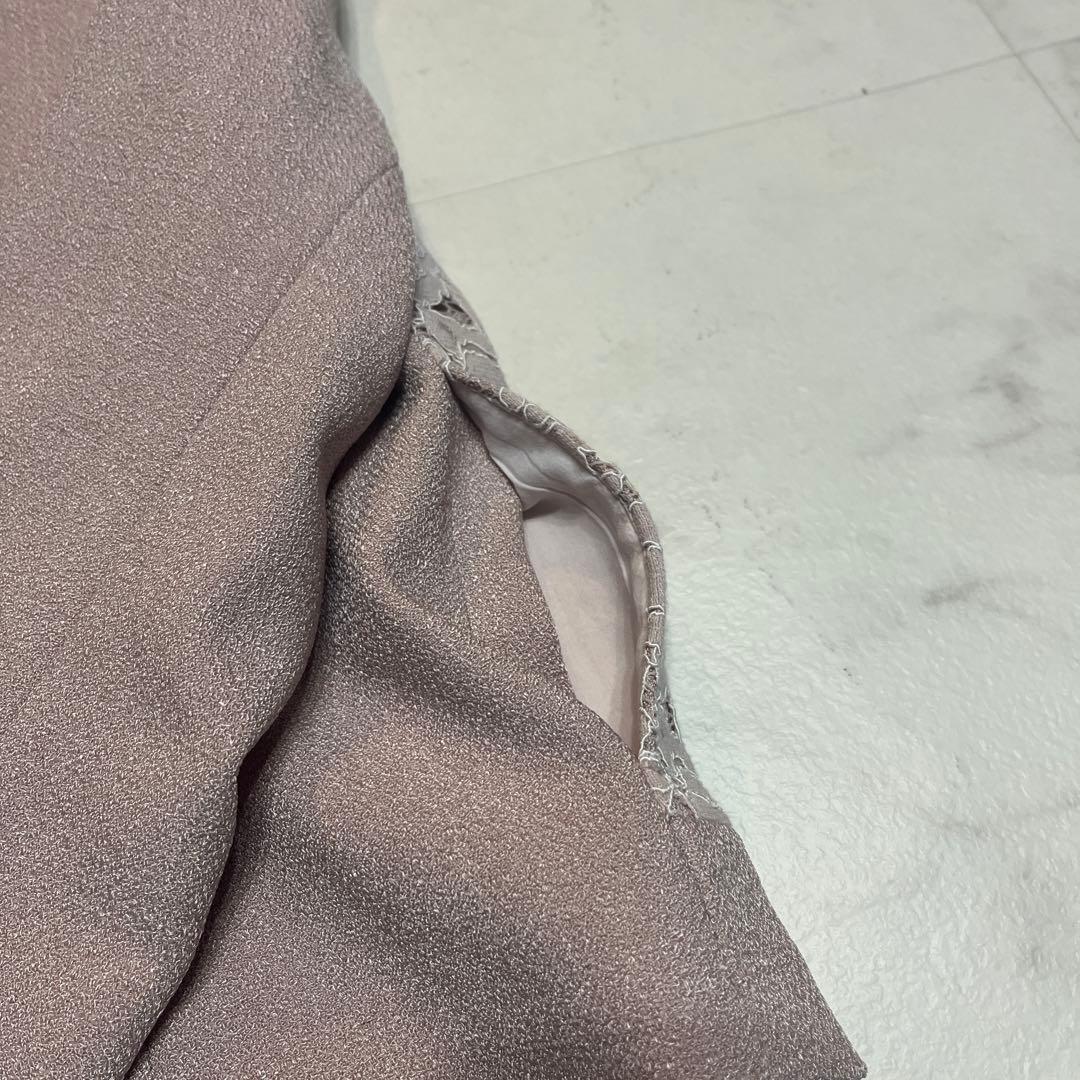 極美品 ハナエモリ ノーカラージャケット レース サイズ40 シボ加工 薄