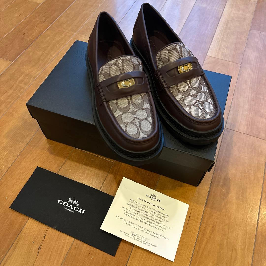 COACH メンズモノグラムローファー ブラウン 26.0cm