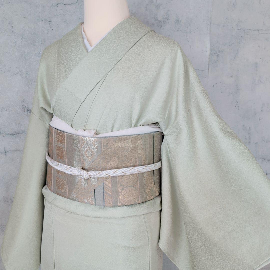 色無地 着物 フルセット 正絹 Sサイズ ライムグリーン O5