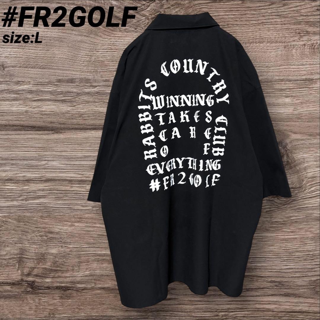 FR2 GOLF シャツ ゴルフウェア プリント ロゴ ブラック L | Japonya