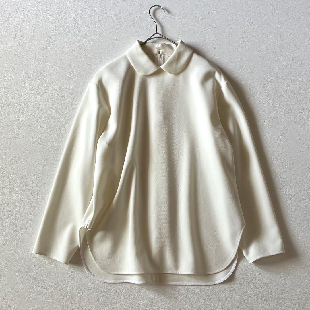 Yori ヨリ 2024年製 ダブルクロス丸襟カラーブラウス ホワイト 洗える