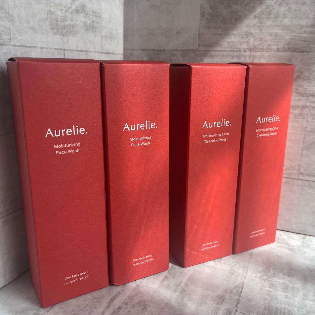 新品未商品Aurelie オレリー クレンジングウォーター＆洗顔セット 2セット オレリー クレンジングウォーター&フェイスウォッシュ各2本 4本セット
