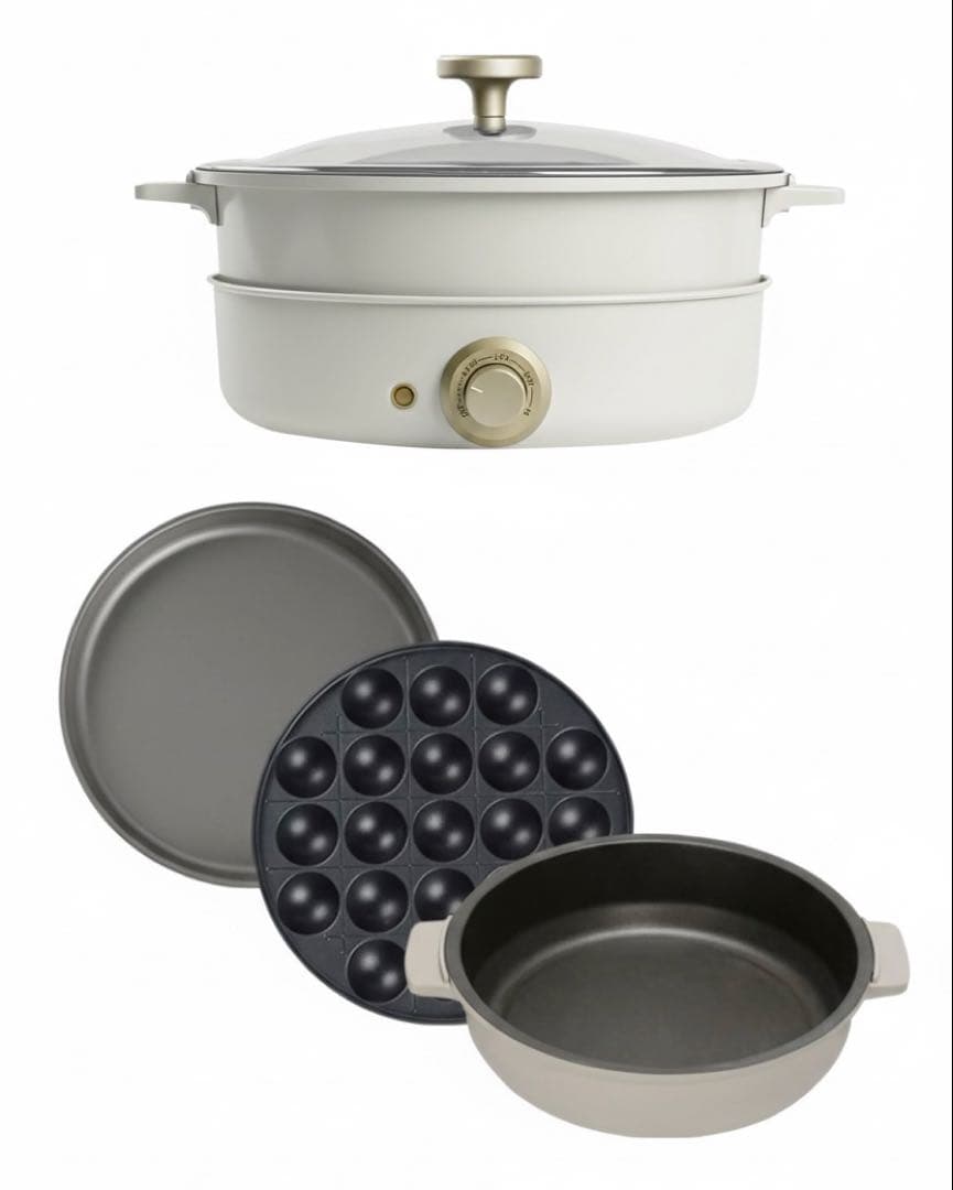 【新品】 SOLEMOOD グリル鍋 ホットプレート 3枚プレート（ホワイト） Amazon | SOLEMOOD グリル鍋 電気鍋 3-in-1 2～3人用 ホットプレート