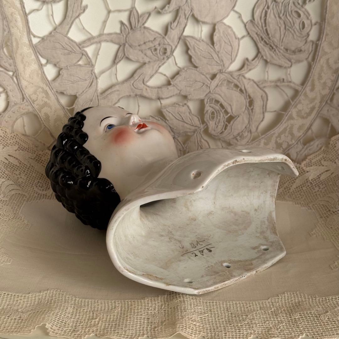 19世紀 チャイナドール 磁器製ヘッド　特大サイズ 約21cm 希少