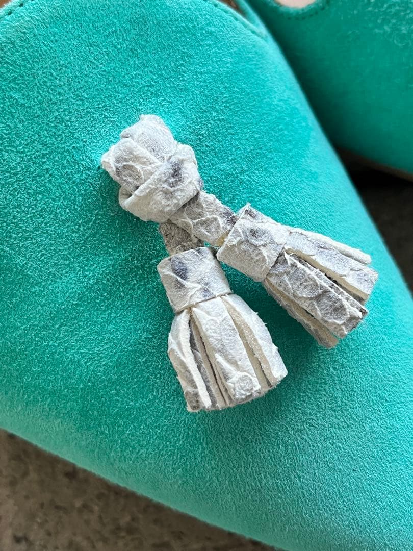 シャテル ポインテッドトウフラットシューズ グリーン サイズ37 - メルカリ