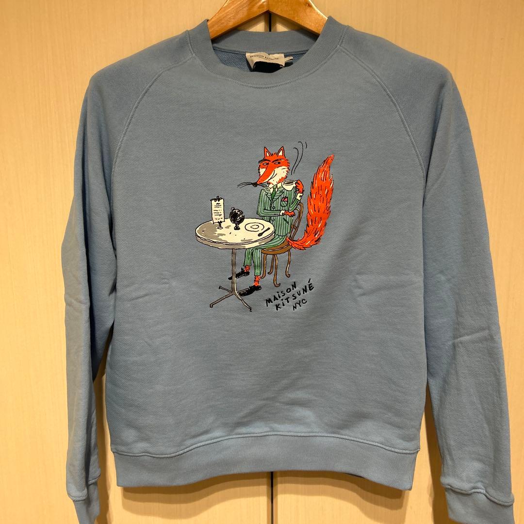 メゾンキツネ クルーネック スウェット　Ｌ Maison Kitsune (メゾン キツネ) 裏起毛 フォックス刺繍 クルーネック