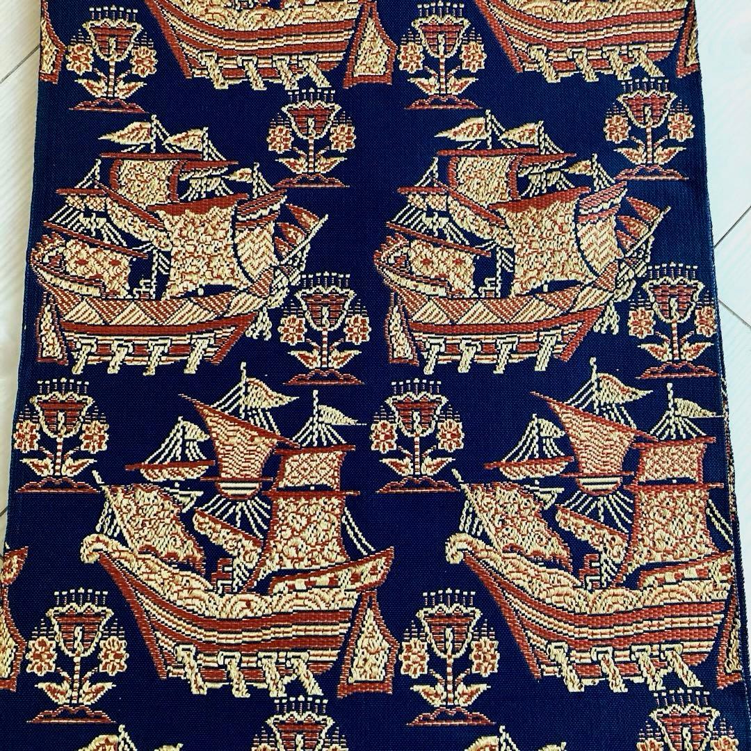 アンティーク京袋帯　南蛮船の織り出し　上質　正絹　No.77-26