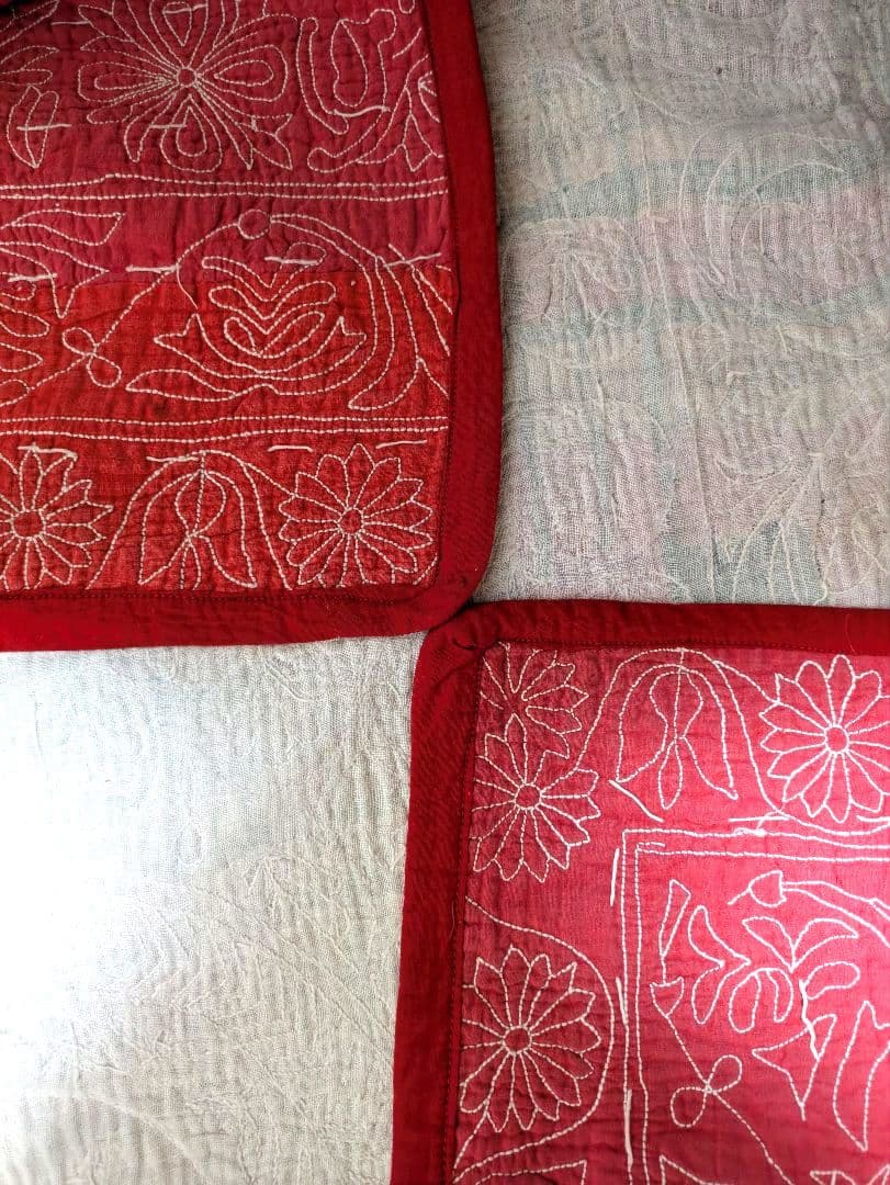 167 ヴィンテージ ラリーキルト / カンタキルト ソファカバー /ラグ 赤