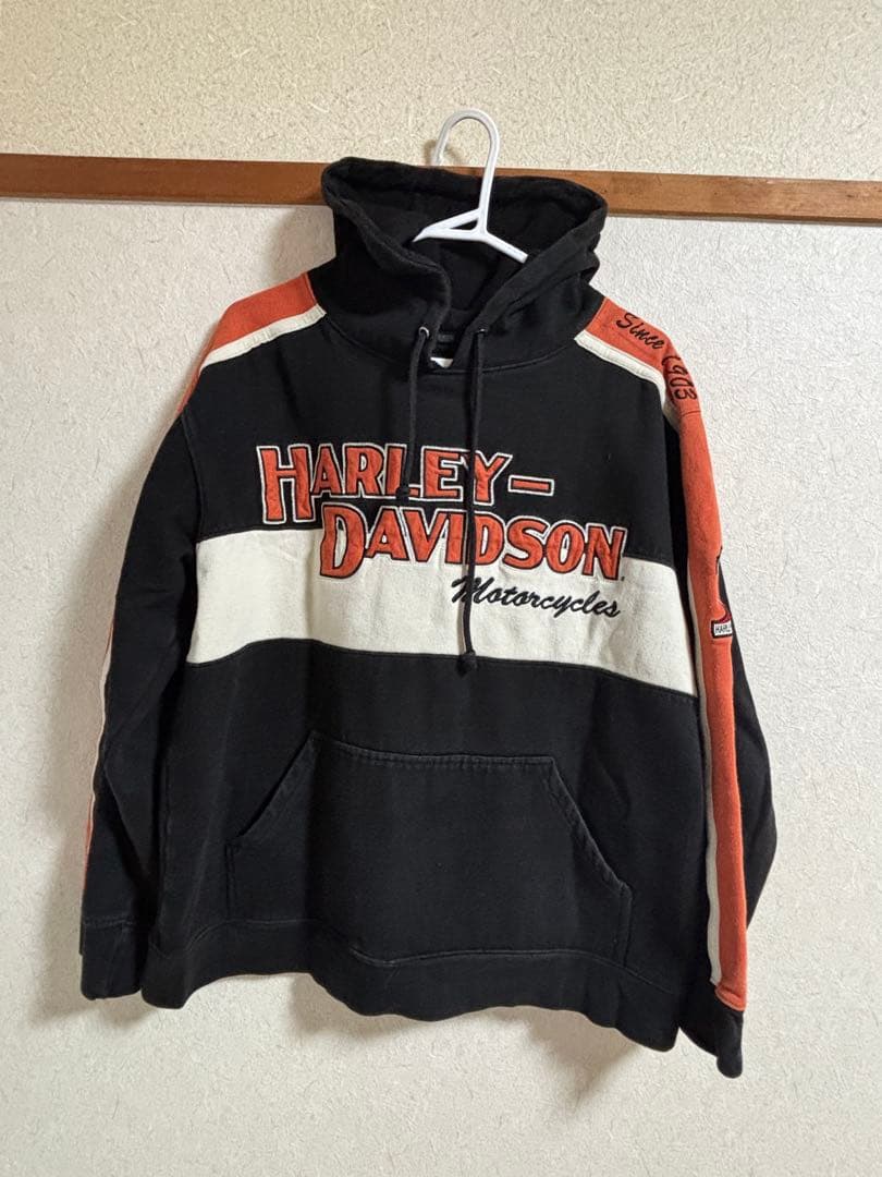 ハーレーダビッドソン 刺繍ロゴデザイン オーバーサイズフーディー