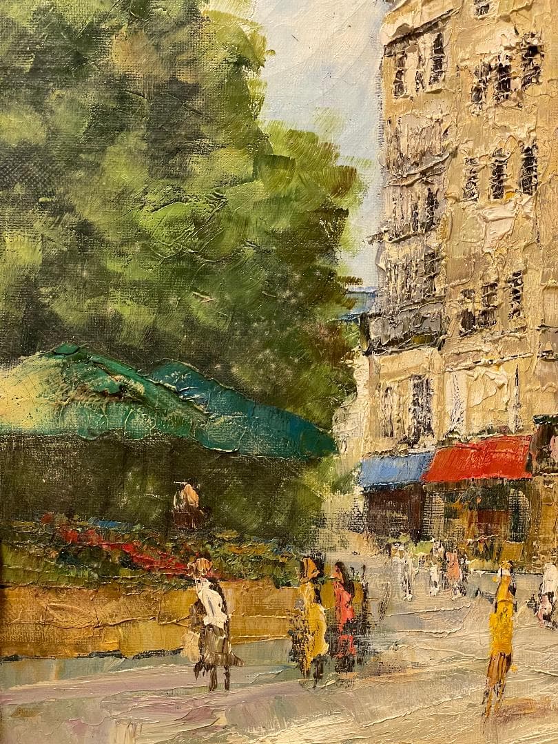 真作」浅田薫「パリ」風景画 油彩画 額装 サイン有り F10号