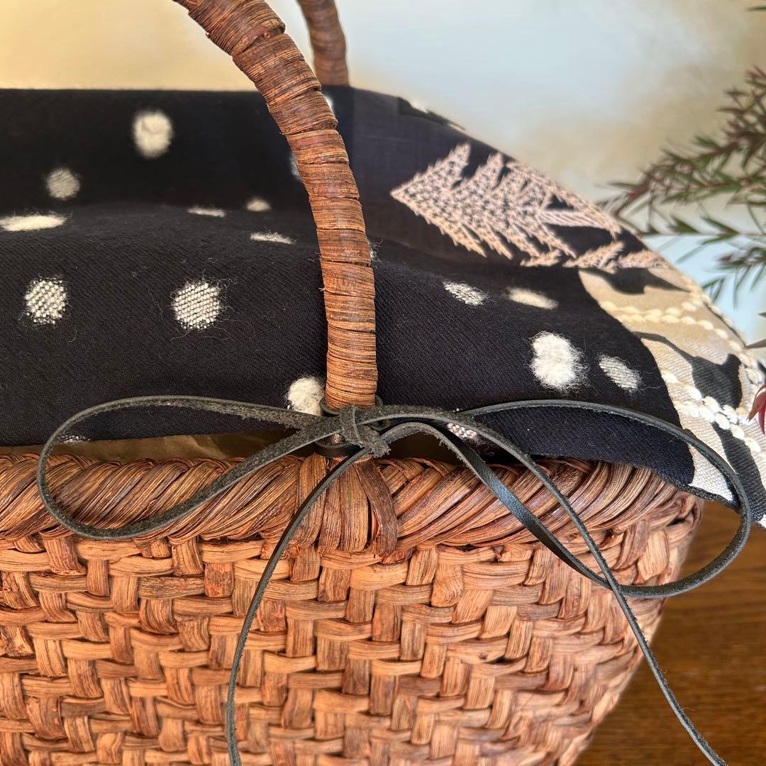 冬を楽しむバスケットカバー＊ミナペルホネンハギレ＊フランスリネン