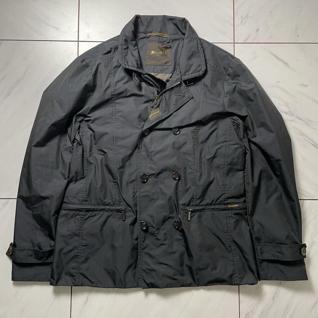 MOORER NABUCCO ナイロンジャケット 春アウター ブラック 50 MOORER (ムーレー) NABUCCO-KM (ナブッコ) ダブルブレスト スタンド