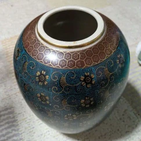 九谷焼 花模様の壺　木箱あり 九谷焼 蓋付湯呑 専用木箱 花詰 ( 即日発送 木箱名入れ有料 退職祝い