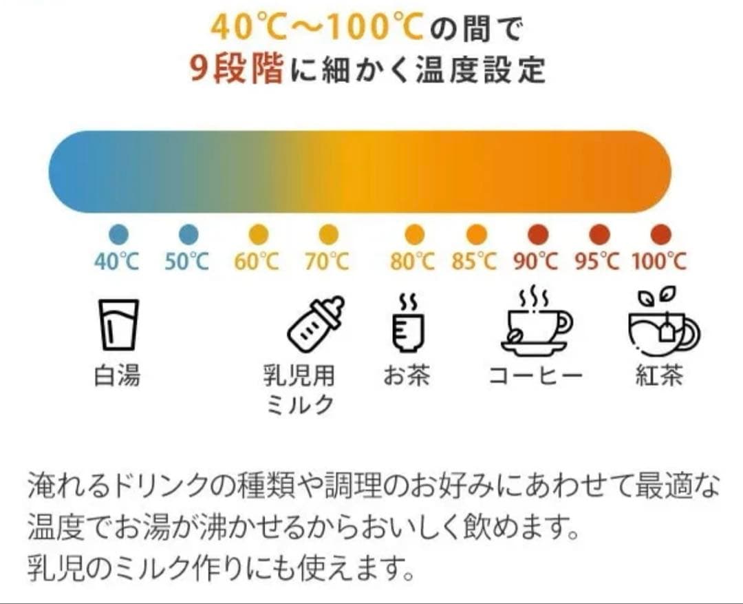 エムケー精工　光るガラス電気ケトル　1.0L 9段階温度調節