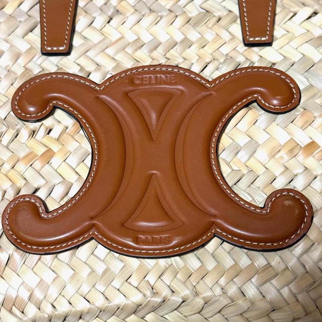 セリーヌ ティーン CELINE クラシック パニエ ラフィア＆カーフスキン