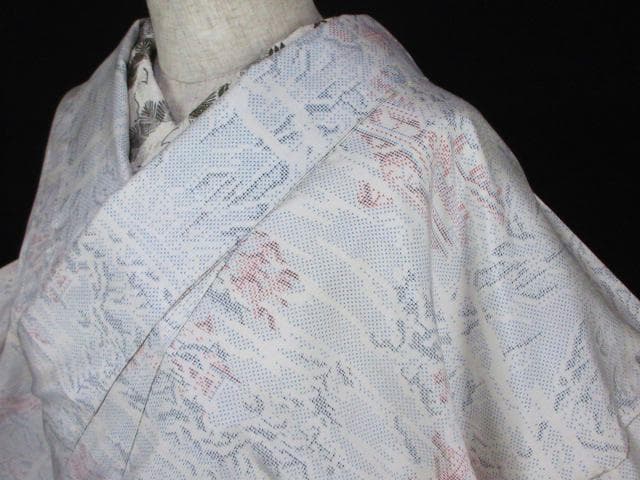 新古品！白大島紬＊7マルキ＊本場大島紬＊楼閣山水＊着物＊164cm