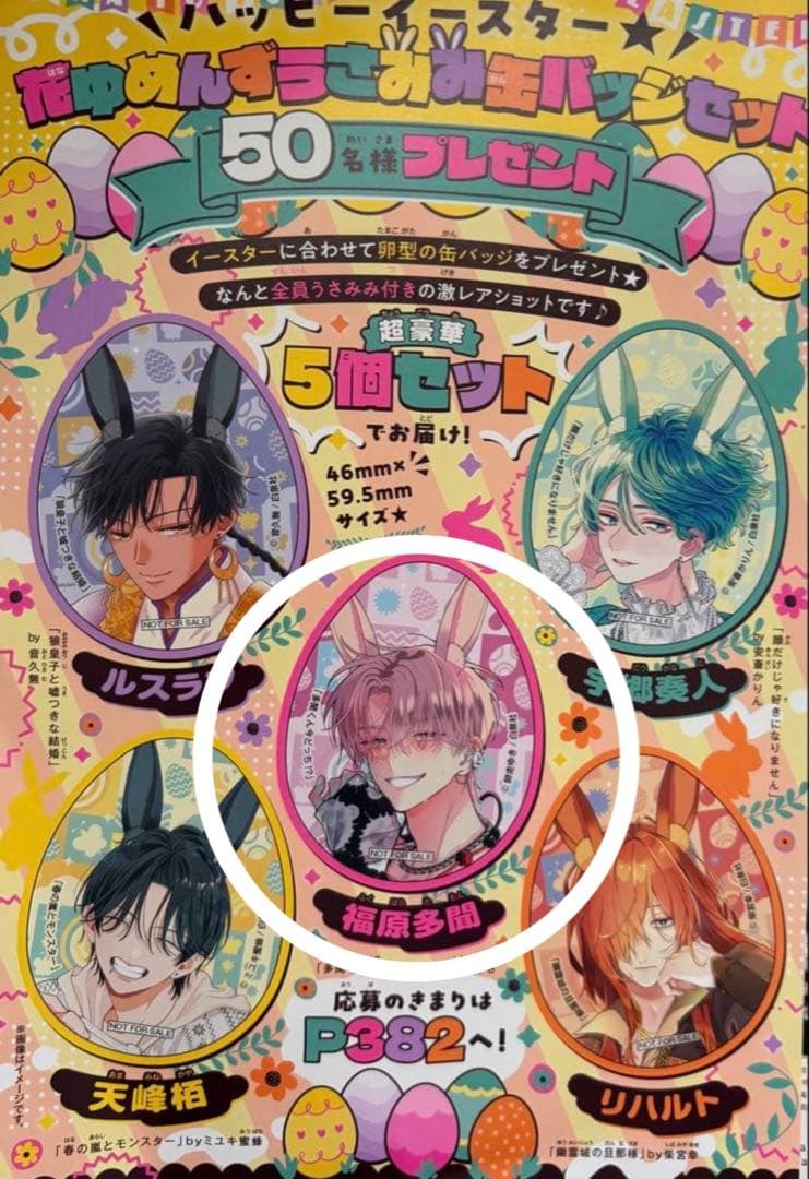 多聞くん今どっち！？ 花とゆめ 当選品 非売品 うさみみ缶バッジ