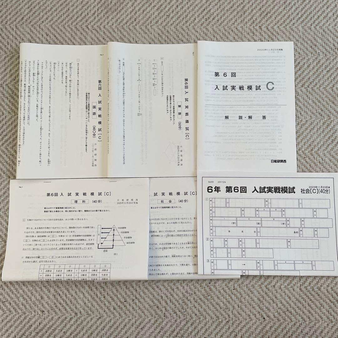 日能研 入試実践模試C 6年生 - メルカリ