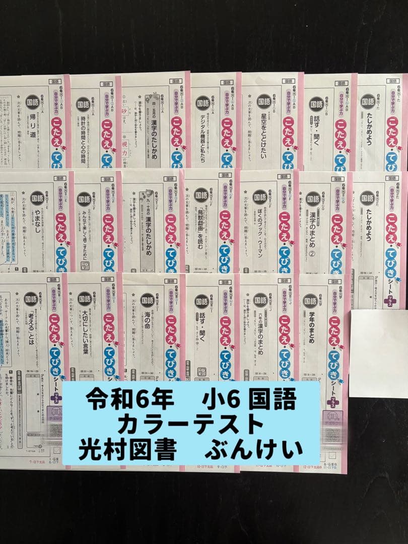小6 国語 カラーテスト 光村図書 ぶんけい こたえてびきシート - メルカリ