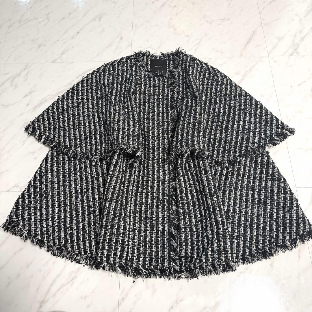 【未使用】2024✨️完売品 アニュアンス ツイード ケープ ジャケット お洒落 anuans（アニュアンス）の「ツイードケープジャケット（その他アウター