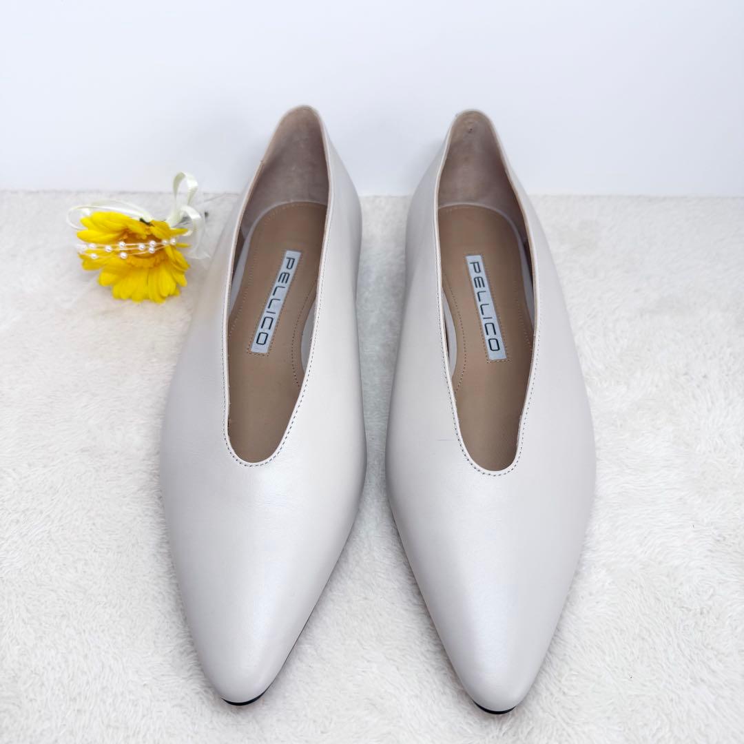 未使用級✨ペリーコ DAMA レザーフラットパンプス グレージュ 38