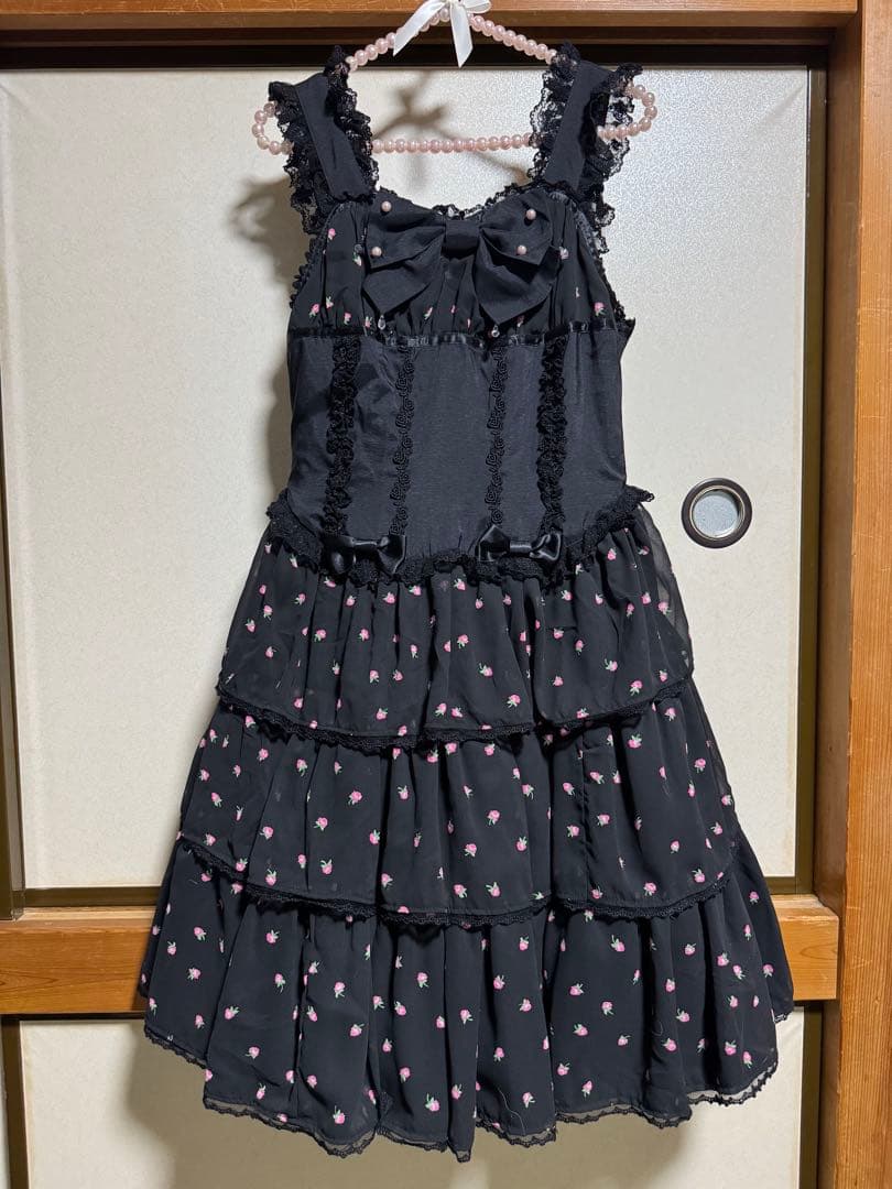 乙女ローズフリルジャンパースカート 黒 薔薇の乙女 | BABY, THE STARS SHINE BRIGHT