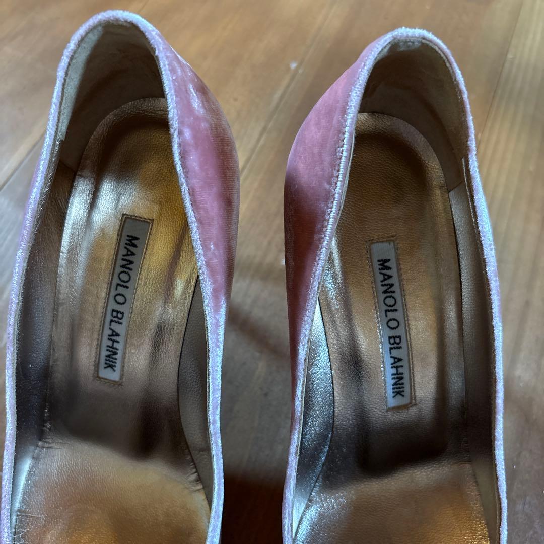 MANOLO BLAHNIK ピンクレースフラットシューズ 注文 35ロンハーマン BB