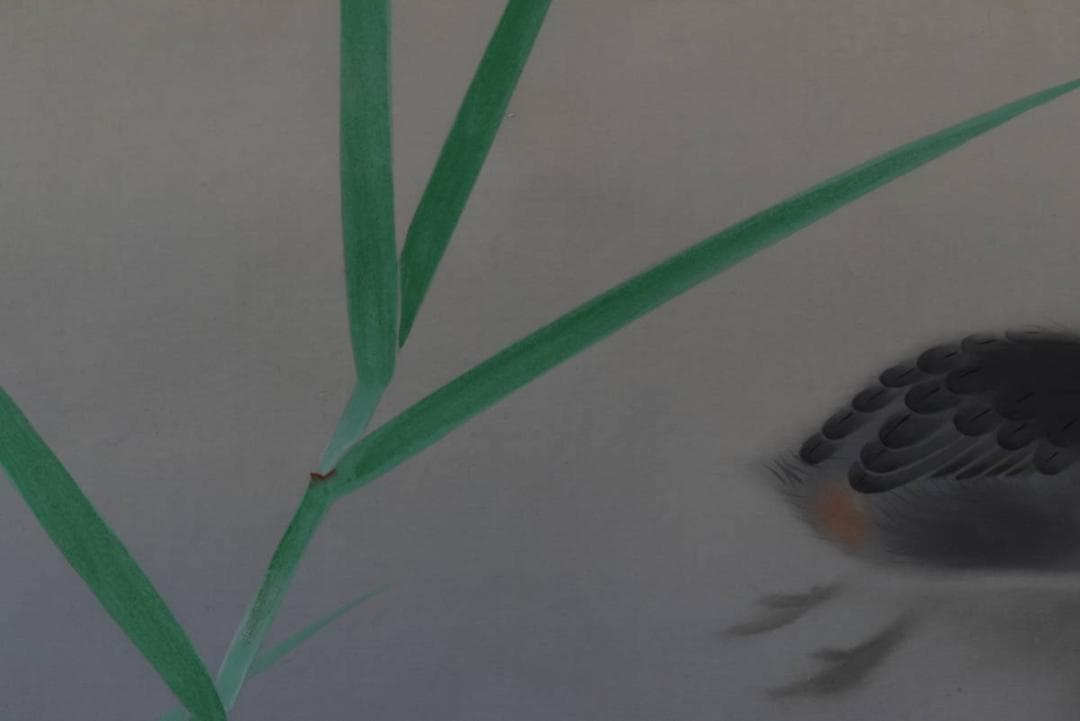 真作】梅村素渓/池畔図/芦に水禽図/横物/水鳥図/掛軸/名家伝来/AA-270