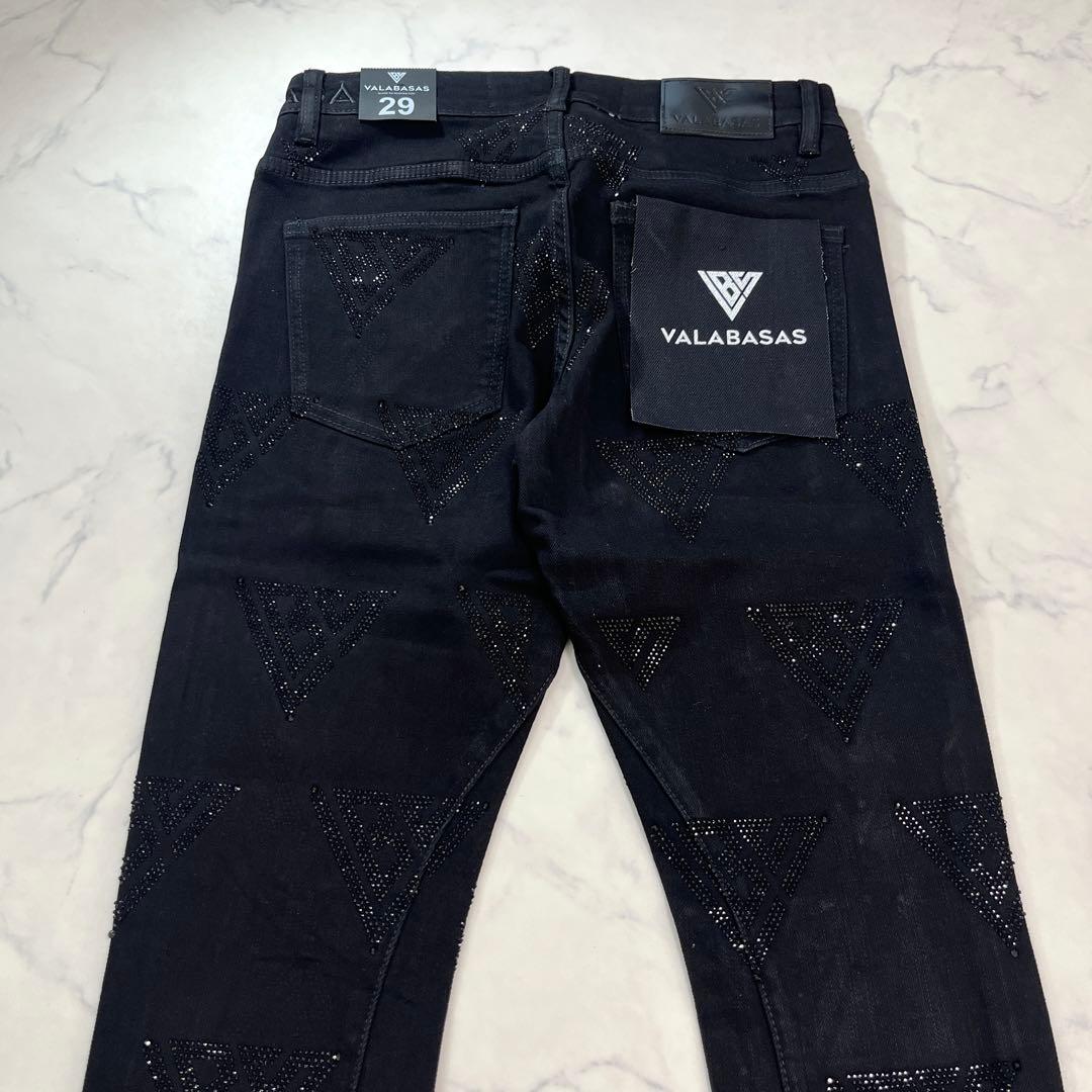 新品バラバサスvalabasas ラインストーンスキニーフレアデニム ビーズ