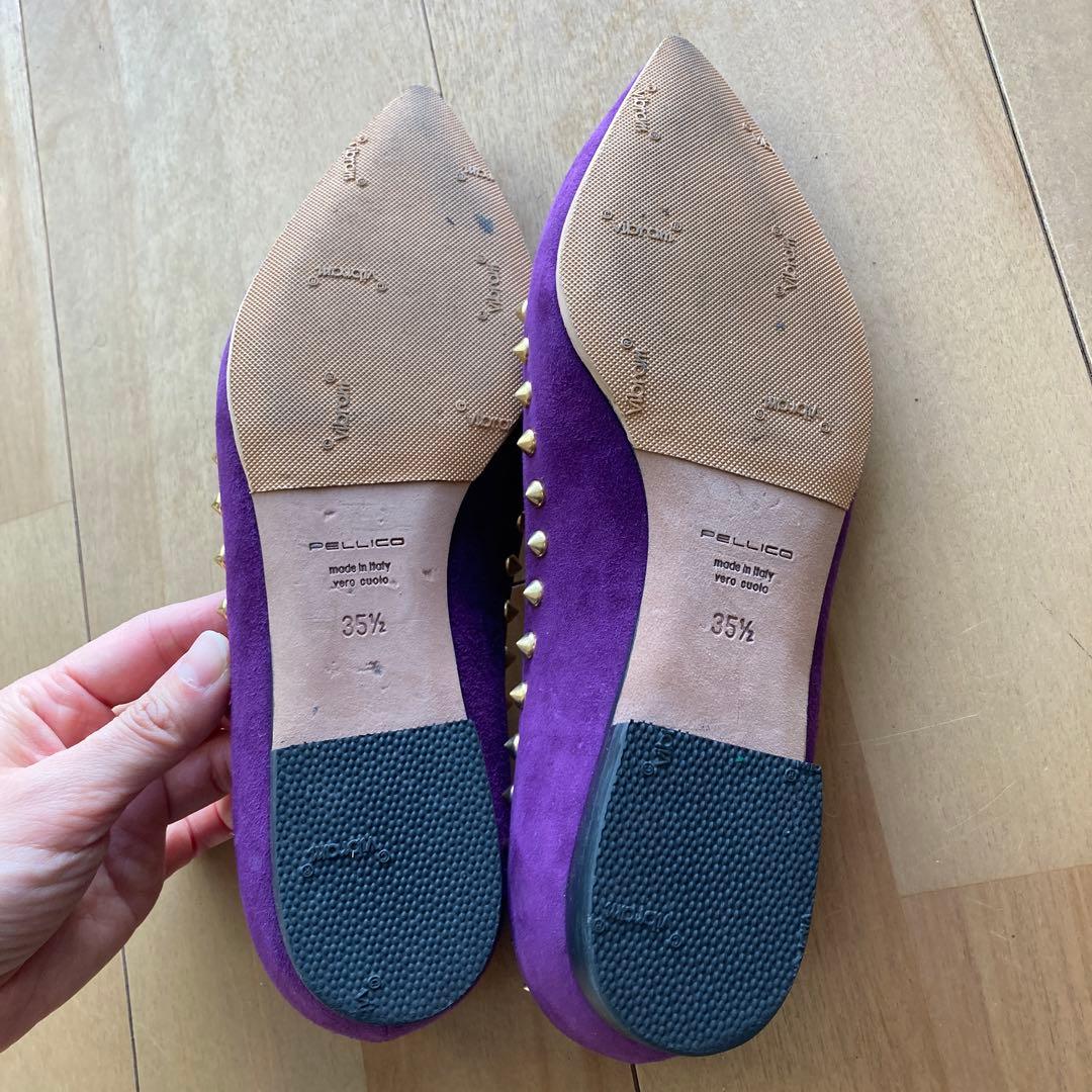 お値下げ美品ペリーコスタッズ フラットシューズ 22.5cm スエード パープル