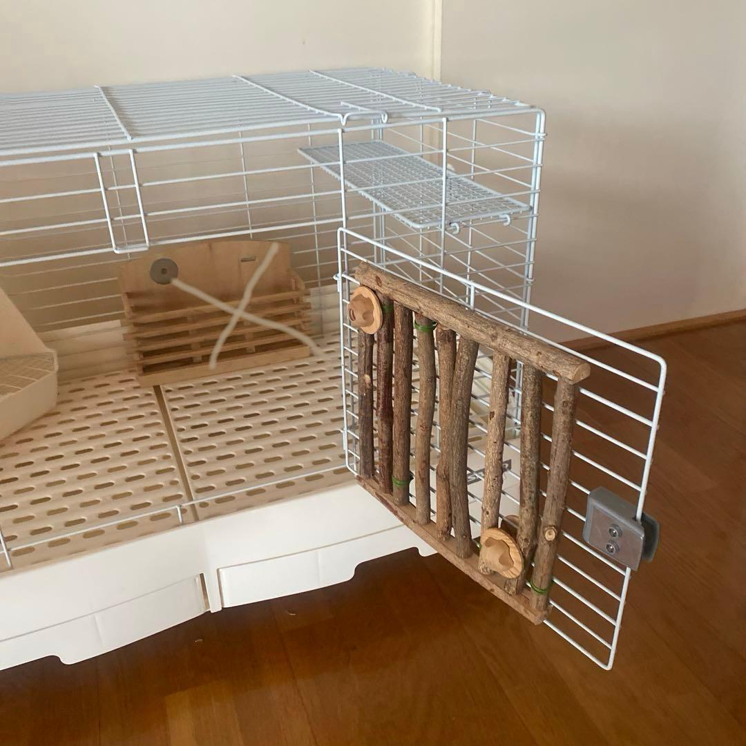 サンコー うさぎケージ 80 キャスター付き ホワイトケージ かじり棒