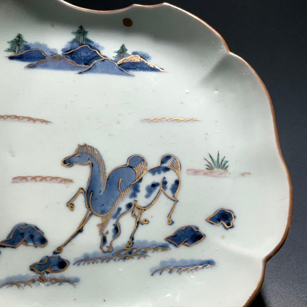 伊万里金襴手馬図変形皿 江戸 古伊万里 金直し R0917w2ダH - メルカリ