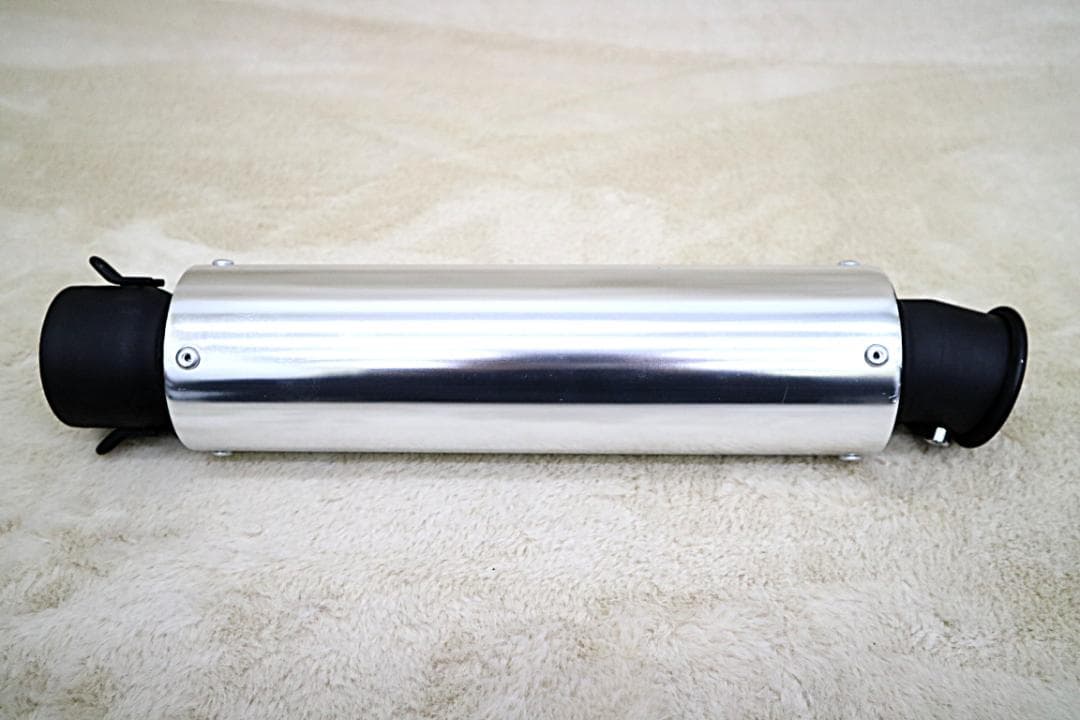 アキヤンサイレンサー 汎用 50.8π 銀×黒 バンド バネ付き