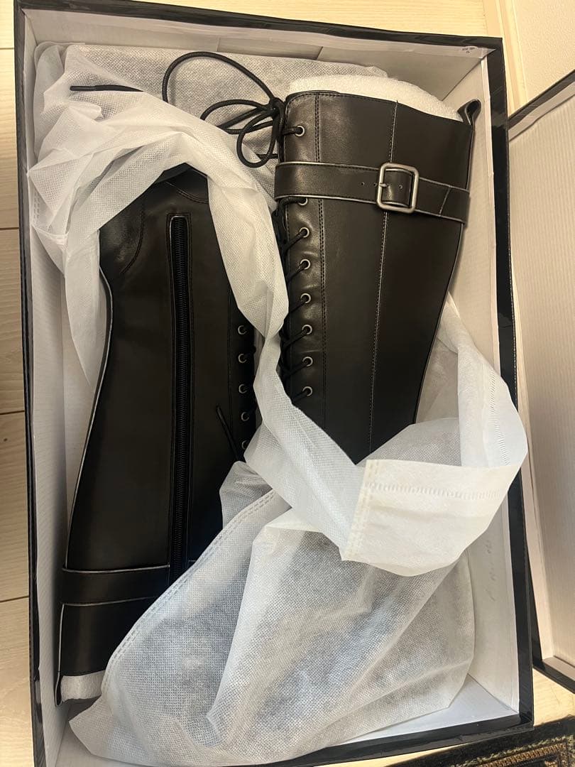 新品 MURUA レースアップロングブーツ ブラック 23.5cm 未使用